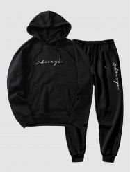 Men's Fleece Thermal Lined Casual Chicago Letter Kangaroo Pocket Basic Hoodie Drawstring Jogger Sweatpants Matching Two Piece Set -  