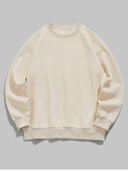 Crew Neck Jacquard Wave Geometric Pattern Pullover Sweatshirt -  