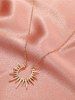 Fashion Vintage Open Sunflower Pendant Necklace -  