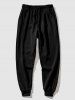 Men's Basic Minimalist Style PARIS Pattern Kangaroo Pocket Fleece-lined Hoodie and Drawstring Beam Feet Jogger Pants Set -  