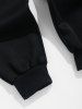Men's Basic Minimalist Style PARIS Pattern Kangaroo Pocket Fleece-lined Hoodie and Drawstring Beam Feet Jogger Pants Set -  