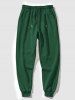 Men's Basic Minimalist Style PARIS Pattern Kangaroo Pocket Fleece-lined Hoodie and Drawstring Beam Feet Jogger Pants Set -  