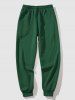 Men's Basic Minimalist Style PARIS Pattern Kangaroo Pocket Fleece-lined Hoodie and Drawstring Beam Feet Jogger Pants Set -  