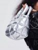 Women's Fashion Daily Streetwear Metallic Solid Color Down Padded Quilted Puffer Design Shoulder Tote Bag -  