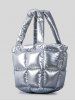 Women's Fashion Daily Streetwear Metallic Solid Color Down Padded Quilted Puffer Design Shoulder Tote Bag -  