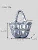 Women's Fashion Daily Streetwear Metallic Solid Color Down Padded Quilted Puffer Design Shoulder Tote Bag -  