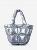 Women's Fashion Daily Streetwear Metallic Solid Color Down Padded Quilted Puffer Design Shoulder Tote Bag -  
