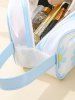 Sac de Rangement de Toilette de Voyage Transparent Lettre Papillon Fleuri en PVC - Bleu S
