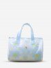 Sac de Rangement de Toilette de Voyage Transparent Lettre Papillon Fleuri en PVC - Bleu M