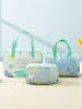Sac de Rangement de Toilette de Voyage Transparent Lettre Papillon Fleuri en PVC - Vert M