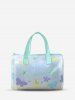 Sac de Rangement de Toilette de Voyage Transparent Lettre Papillon Fleuri en PVC - Vert M