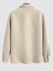 Men's Solid Color Geometric Textured Jacquard Flap Pockets Design Button Front Jacket -  