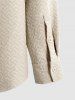 Men's Solid Color Geometric Textured Jacquard Flap Pockets Design Button Front Jacket -  