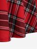 Plus Size Plaid Heart Zipper Ruched Patchwork Skirt -  