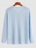 T-shirt Décontracté en Tricot en Couleur Unie à Col en V pour Homme - Bleu clair L