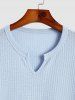T-shirt Décontracté en Tricot en Couleur Unie à Col en V pour Homme - Bleu clair L