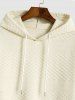 Men's Daily Casual Rhombus Jacquard Kangaroo Pocket Drawstring Long Sleeve Pullover Hoodie -  