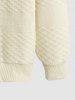 Men's Daily Casual Rhombus Jacquard Kangaroo Pocket Drawstring Long Sleeve Pullover Hoodie -  