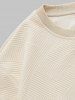 Crew Neck Jacquard Wave Geometric Pattern Pullover Sweatshirt -  