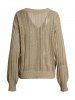 Pointelle Knit Button V Neck Casual Sweater -  