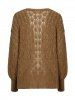 Plain Color Open-Knit Long Sleeve Cardigan -  