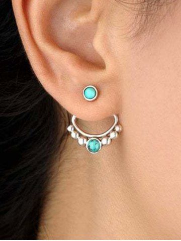 Bohemian Vintage Turquoise Stud Sector Earrings - SILVER
