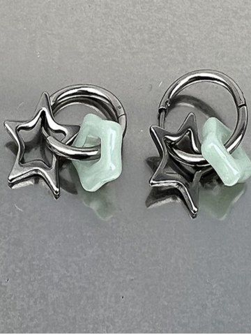 Star Shaped Drop Earrings - SILVER