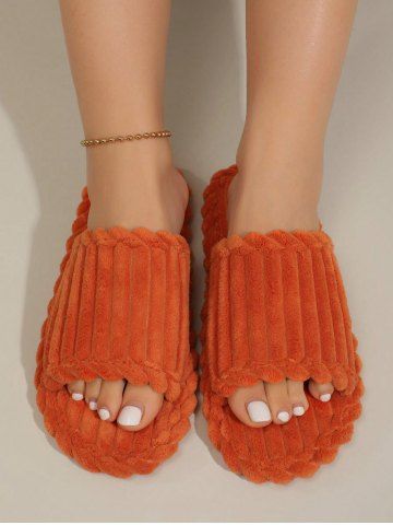 Women's Solid Color Daily Home Indoor Anti-slip Textured Corduroy Slides Slippers