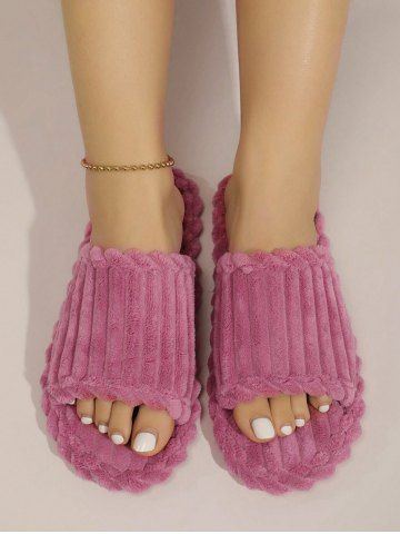 Women's Solid Color Daily Home Indoor Anti-slip Textured Corduroy Slides Slippers