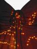 Halloween Pumpkin Glitter Printed Cinched Tank Top and Flare Pants Plus Size Outfit -  