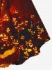 Halloween Pumpkin Glitter Printed Cinched Tank Top and Flare Pants Plus Size Outfit -  