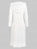 Plus Size Faux Fur Collar Buttons Cable Knit Solid Coat -  
