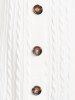 Plus Size Faux Fur Collar Buttons Cable Knit Solid Coat -  