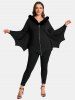 Plus Size Fur Neck Cross Zipper Bat Wing Hooded Coat -  