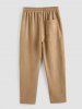 Casual Pocket Zip Decor Faux Suede Drawstring Pants -  