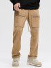 Pantalon Décontracté en Imitation Daim avec Cordon de Serrage et Poches à Zip - café XXL