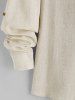 Men's Plain Color Button Front Stand Collar Long Sleeves Linen Shirt -  
