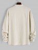 Men's Plain Color Button Front Stand Collar Long Sleeves Linen Shirt -  