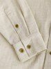 Chemise en Lin de Couleur Unie à Col Montant et Boutonnée sur le Devant pour Hommes - café lumière XXL