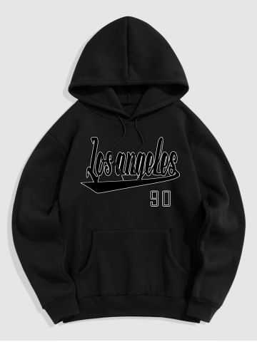 Men's Los Angeles Printed Kangaroo Pocket Fuzzy Fleece-lined Pullover Hoodie