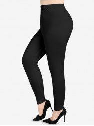 Plus Size Basic Skinny Pull On Solid Leggings -  