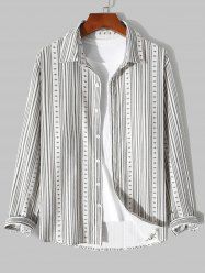 Men's Ethnic Printed Button Front Long Sleeves Corduroy Shirt -  