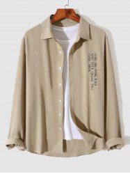 Men's Daily Casual WORK HARD Slogan Print Long Sleeve Button Up Shirt -  