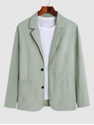 Men's See-through Breathable Lightweight Lapel Collar Front Pockets Design Sunscreen Suit Shacket -  