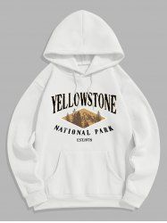 Men's YELLOWSTONE NATIONAL PARK Trees Pattern Fuzzy Fleece-lined Kangaroo Pocket Pullover Hoodie -  