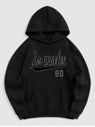 Men's Los Angeles Printed Kangaroo Pocket Fuzzy Fleece-lined Pullover Hoodie -  