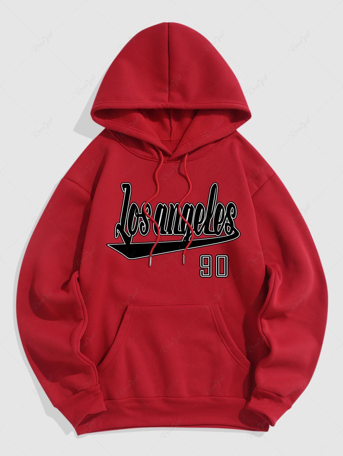 Shops Men's Los Angeles Printed Kangaroo Pocket Fuzzy Fleece-lined Pullover Hoodie  