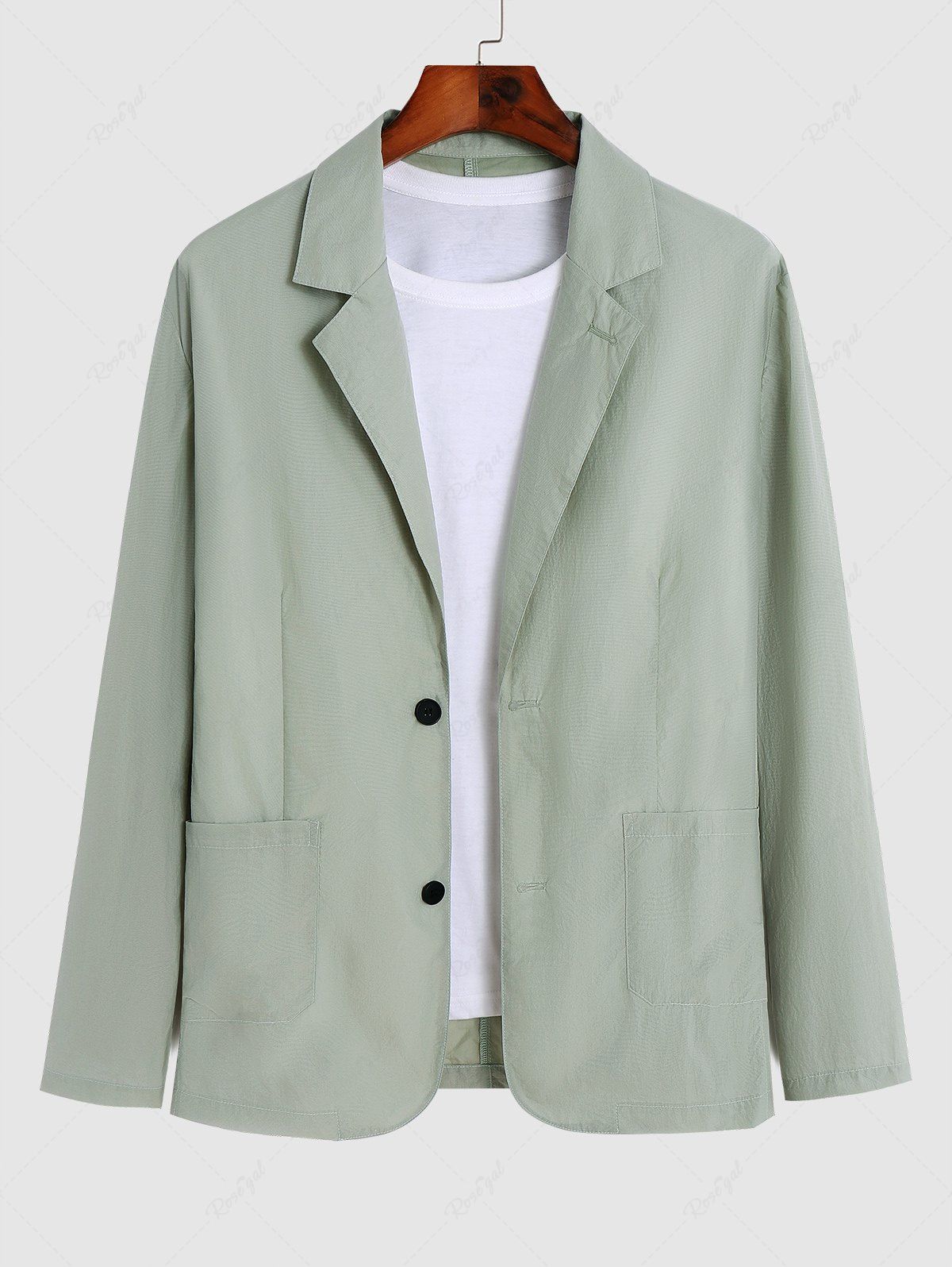 Outfit Men's See-through Breathable Lightweight Lapel Collar Front Pockets Design Sunscreen Suit Shacket  