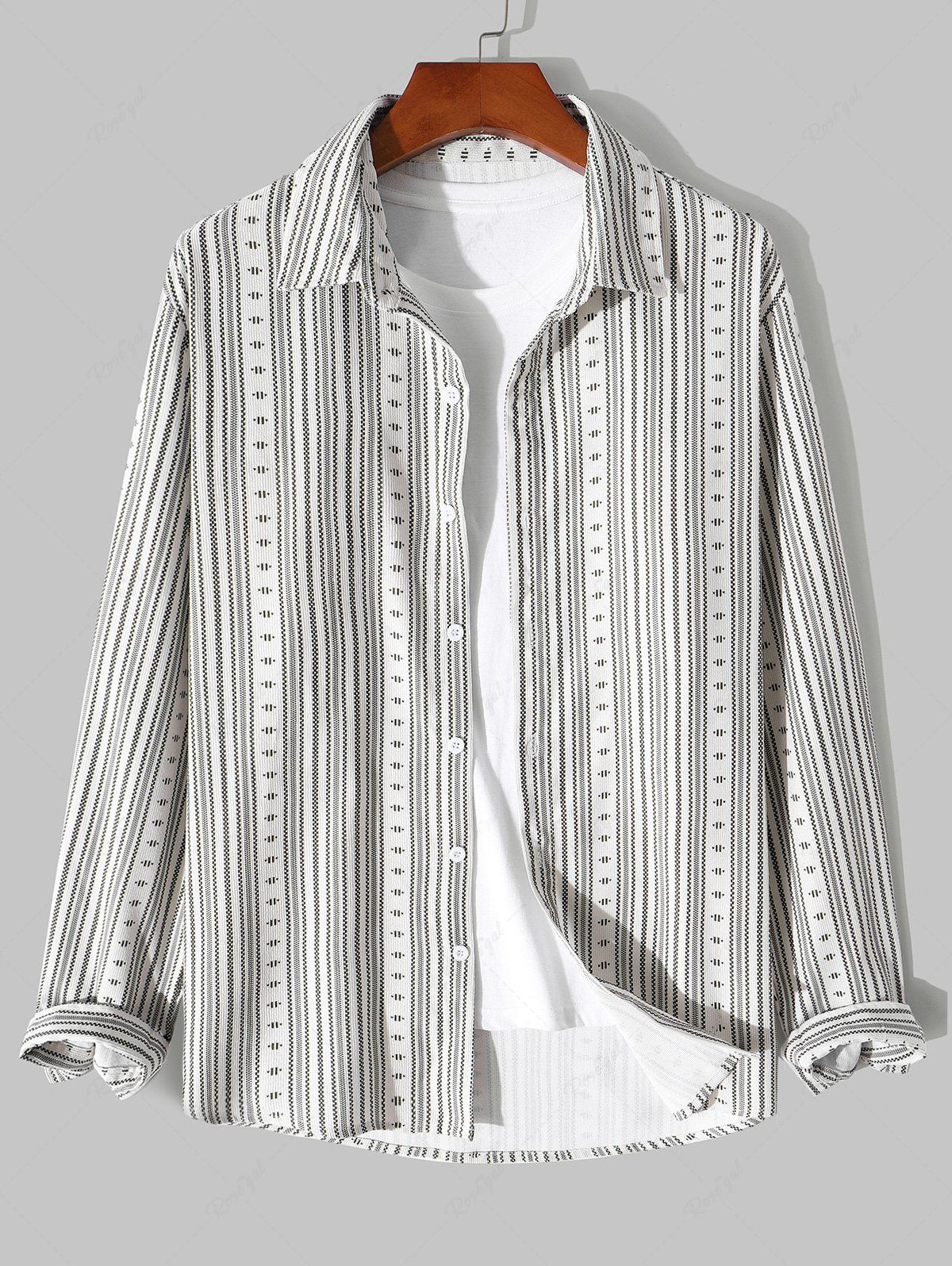 Shops Men's Ethnic Printed Button Front Long Sleeves Corduroy Shirt  