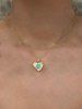 Heart Shaped Faux Crystal Necklace -  
